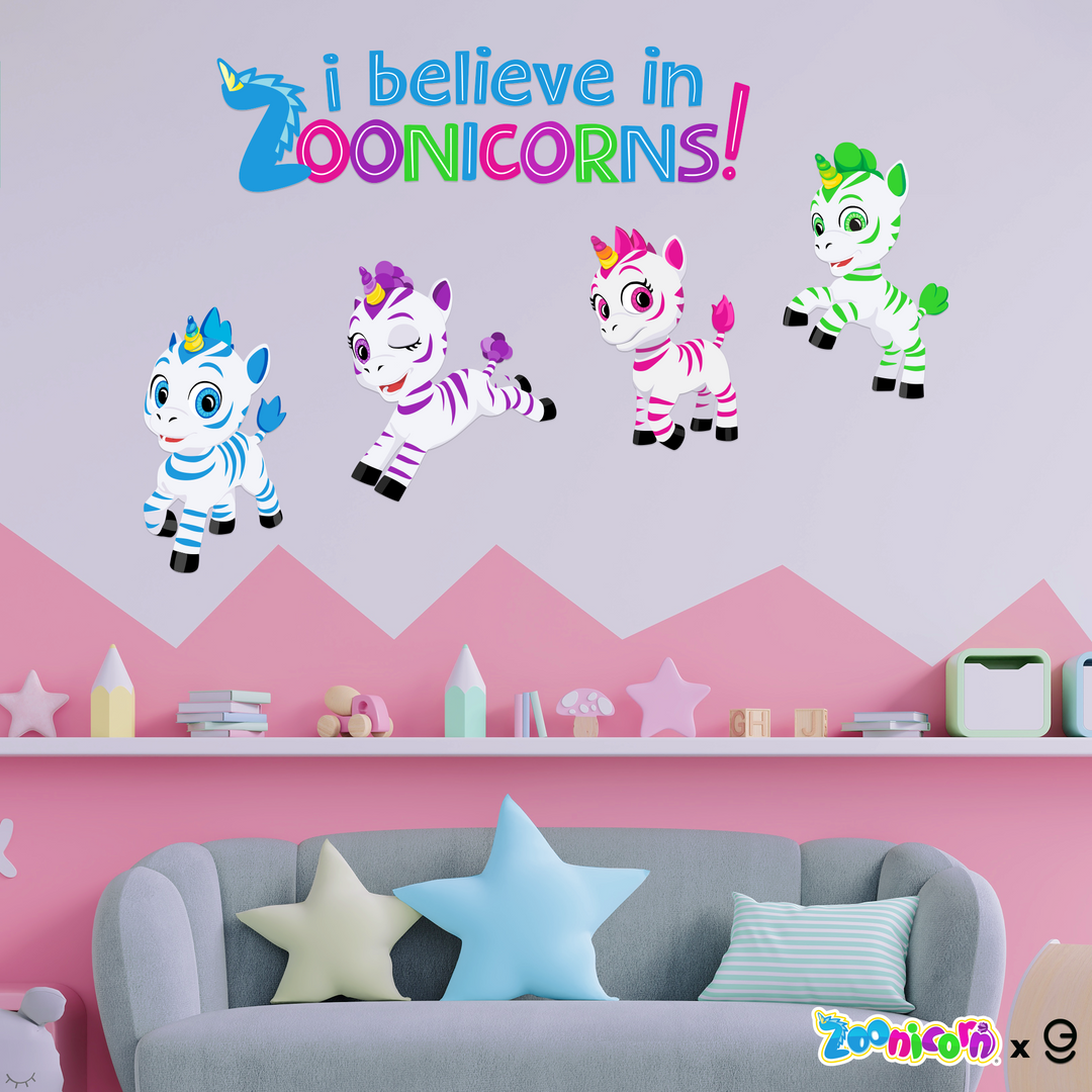 Zoonicorn Wall Decal - EGD X Zoonicorn Series - Prime Collection - Baby Girl or Boy - Nursery Wall Decal for Baby Room Decorations - Mural Wall Decal Sticker (EGDZOO010) - egraphicstore