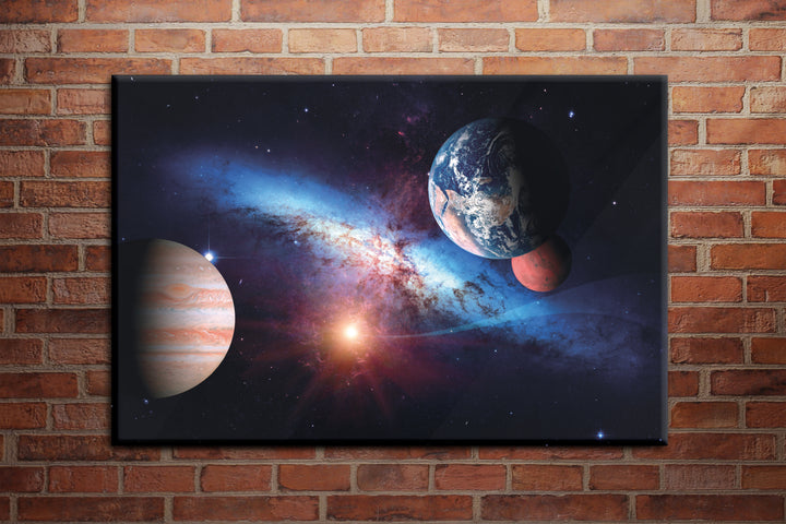 Acrylic Glass Frame Modern Wall Art, Solar System Planets - Galaxy Series - Interior Design - Acrylic Wall Art - Picture Photo Printing Artwork - Multiple Size Options - egraphicstore