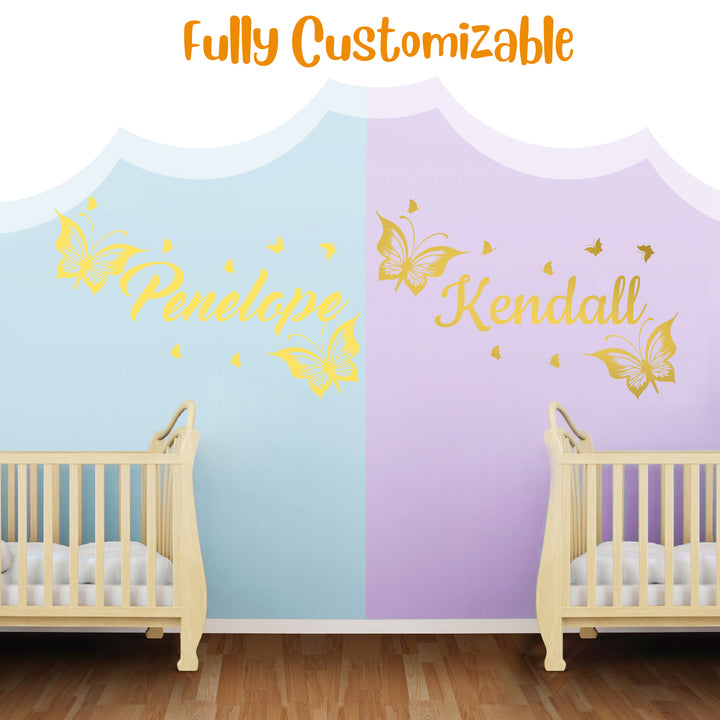 Multiple Font Custom Name Cute Butterflies - Baby Girl - Wall Decal Nursery for Home Bedroom Children(MM16V2) - egraphicstore