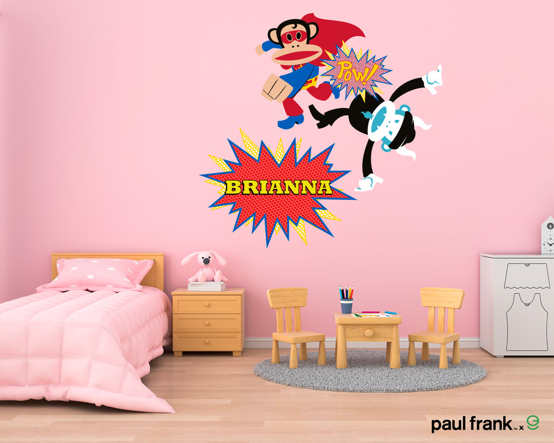 Custom Name Paul Frank Wall Decal - EGD X Paul Frank Series - Prime Collection - Baby Girl or Boy - Nursery Wall Decal for Baby Room Decorations - Mural Wall Decal Sticker (EGDPF020) - egraphicstore