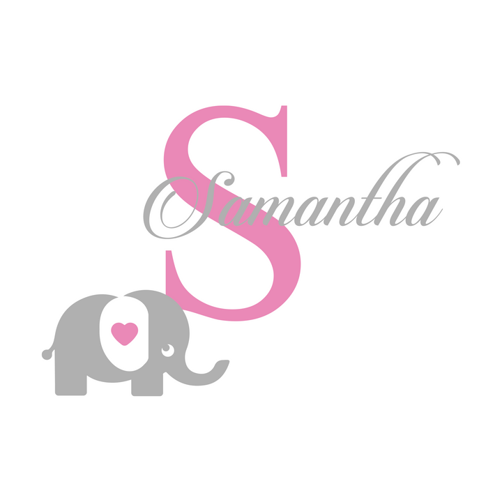 Personalized Name & Initial Elephant Wall Decal - egraphicstore