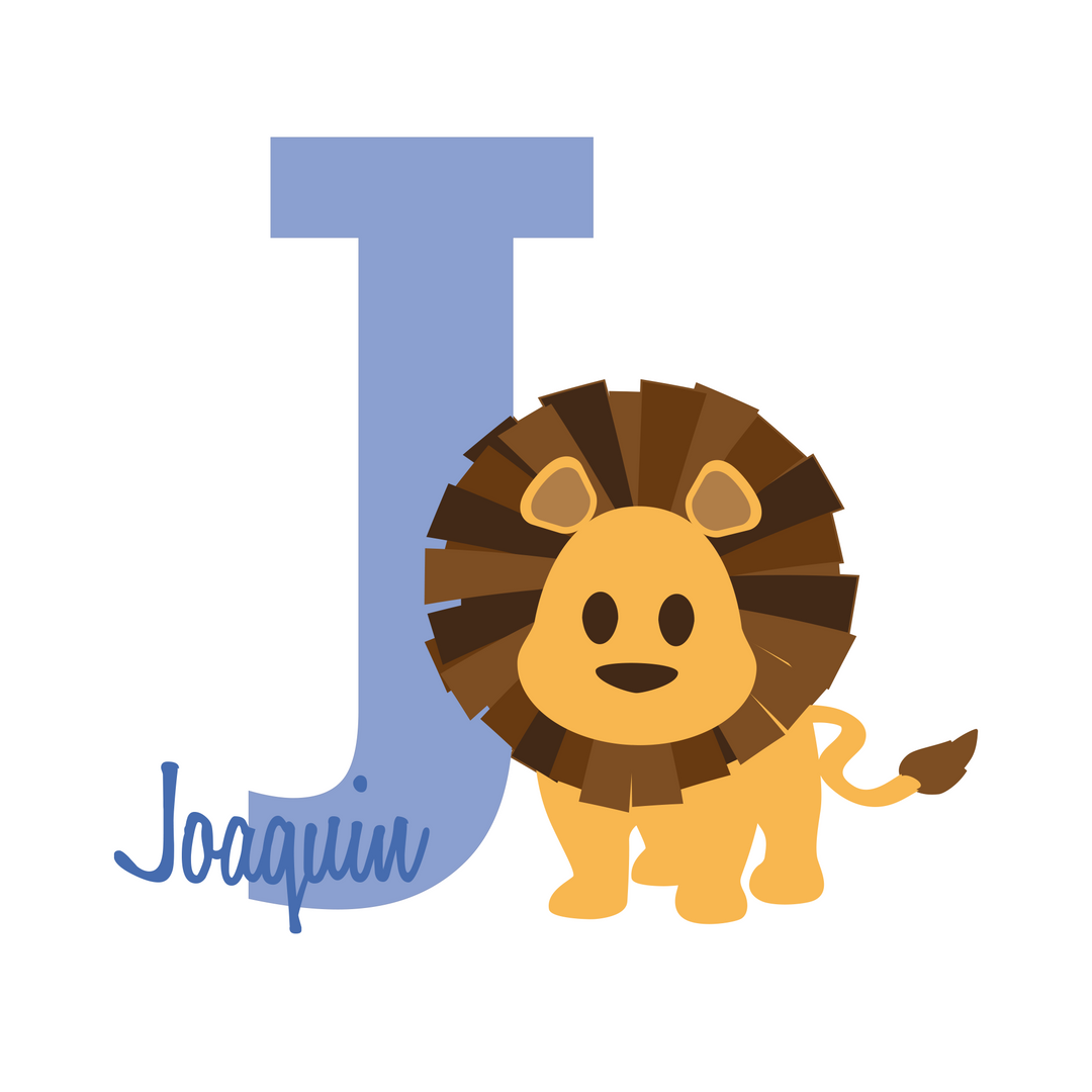 Personalized Name & Initial Lion Jungle Series and Hearts
