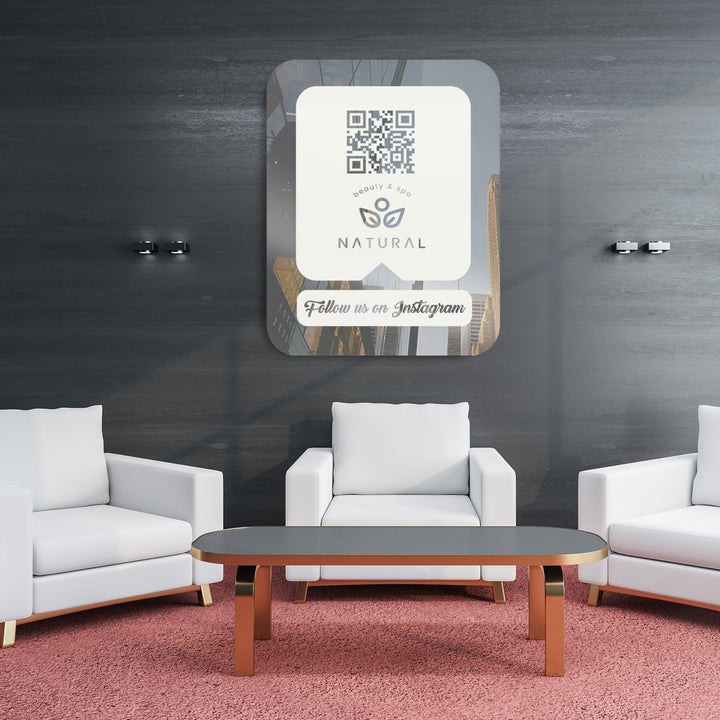 Custom Social Media QR Code Sign | Acrylic Business Sign | Multiple Hanging Options | Wide 23"x 24" Height - egraphicstore