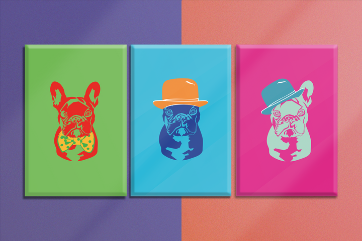 Acrylic Glass Frame Modern Wall Art Set Of 3: Colorful French Bulldog - Abstract Animals Series - Abstract Animals Series - Interior Design - Acrylic Wall Art - Picture Photo Printing Artwork - egraphicstore
