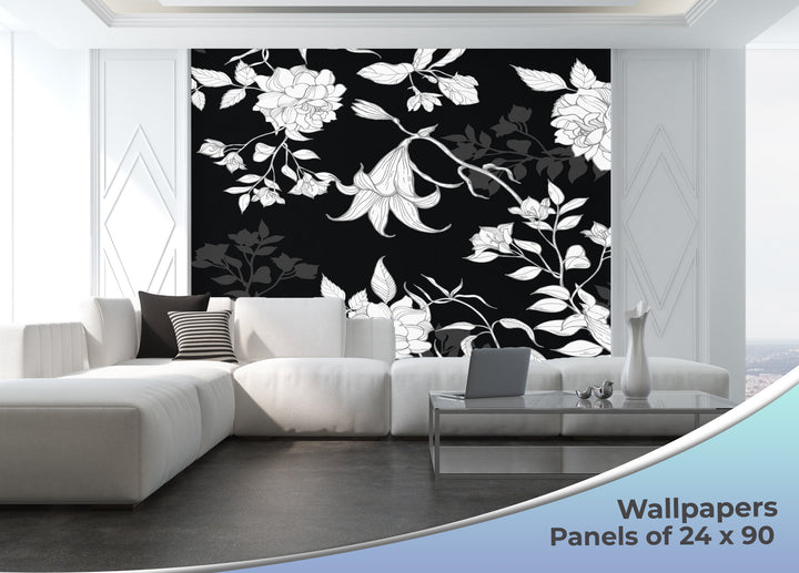 Peel and Stick Wallpaper, Roses and Lilies Theme Wallpaper Mural for Interior Design, Decor You Walls for Any Occasion - egraphicstore