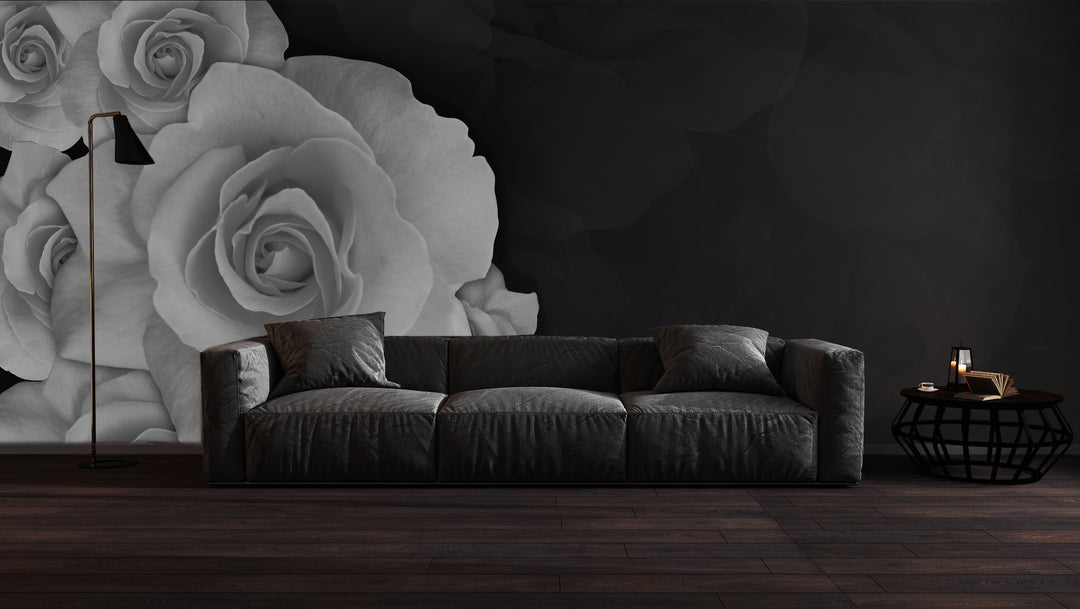 Peel and Stick Wallpaper, Black and White Roses Theme Wallpaper Mural for Interior Design, Decor You Walls for Any Occasion - egraphicstore