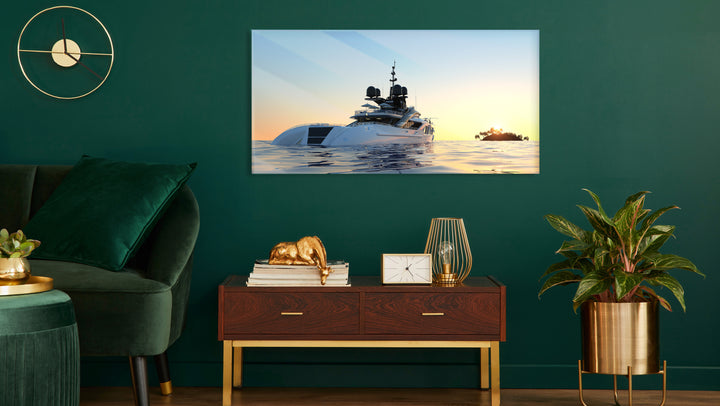 Acrylic Modern Wall Art White Yatch - Sea Boat Series - Modern Interior Design - Acrylic Wall Art - Picture Photo Printing Artwork - Multiple Size Options - egraphicstore