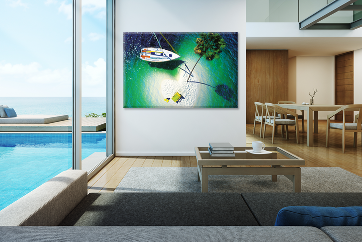 Acrylic Glass Frame Modern Wall Art, Tropical Paradise - Yatch Series - Interior Design - Acrylic Wall Art - Picture Photo Printing Artwork - Multiple Size Options - egraphicstore