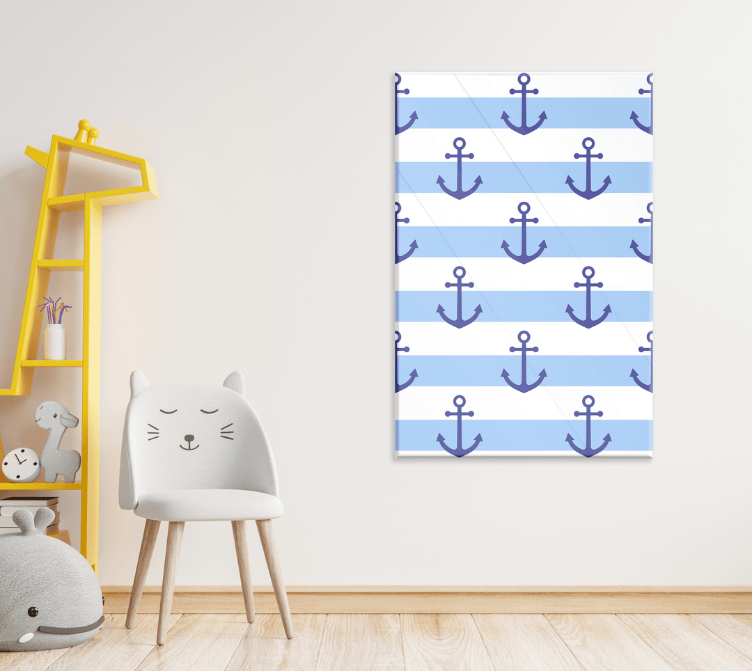 Acrylic Modern Wall Nautical Blue Anchor - Children's Acrylic Series - Acrylic Wall Art - Picture Photo Printing Artwork - Acrylic Wall for Baby Room Decorations - Multiple Size Options - egraphicstore
