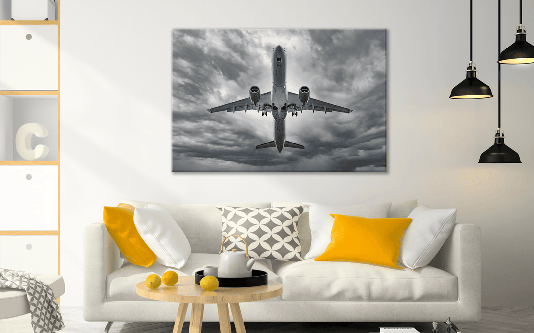 Acrylic Glass Modern Wall Art, In The Sky (Black and White) - Airplane Series - Interior Design - Acrylic Wall Art - Picture Photo Printing Artwork - Multiple Size Options - egraphicstore