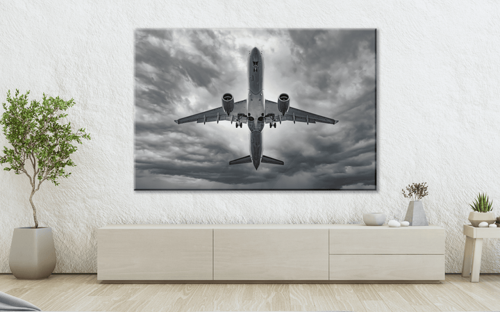 Acrylic Glass Modern Wall Art, In The Sky (Black and White) - Airplane Series - Interior Design - Acrylic Wall Art - Picture Photo Printing Artwork - Multiple Size Options - egraphicstore