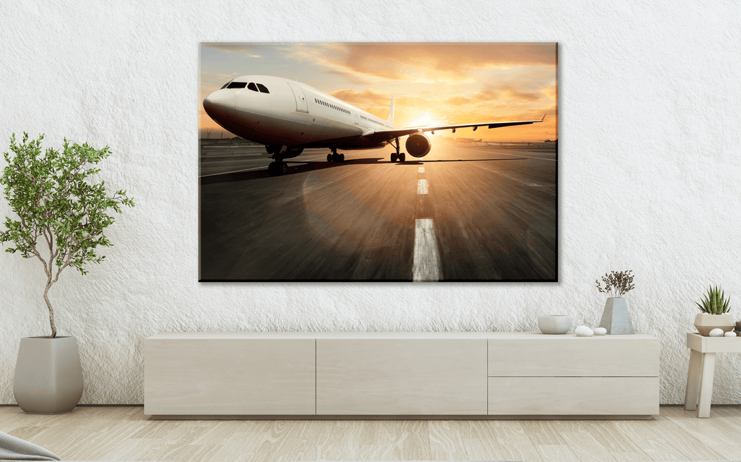 Acrylic Glass Frame Modern Wall Art, Aircraft On Runway - Airplane Series - Interior Design - Acrylic Wall Art - Picture Photo Printing Artwork - Multiple Size Options - egraphicstore