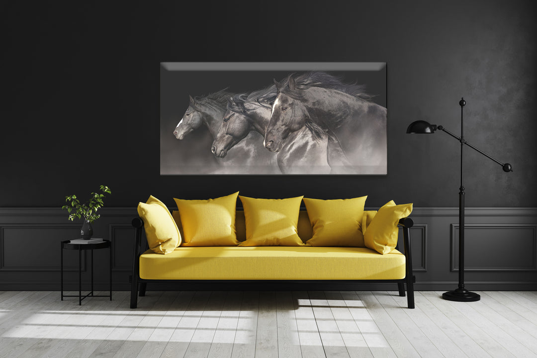 Acrylic Modern Wall Art Horses - Animals In The Wild Black and White Series - Modern Interior Design - Acrylic Wall Art - Picture Photo Printing Artwork - Multiple Size Options - egraphicstore