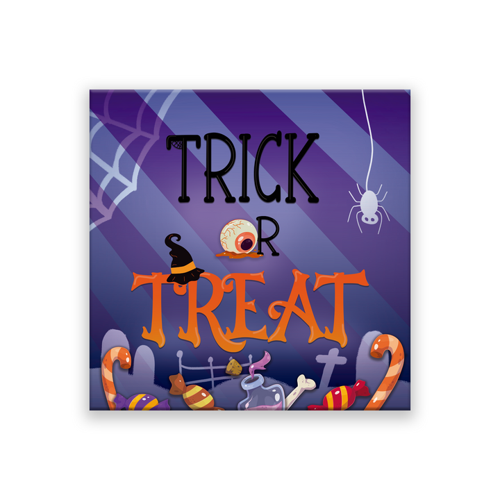 Halloween Trick or Treat PVC Sign - Hanging Sign for Home Decor Halloween Holidays - PVC Accessory for your Hallowen Celebration - Support with Double-Sided Tape - Multiple Size Options - egraphicstore