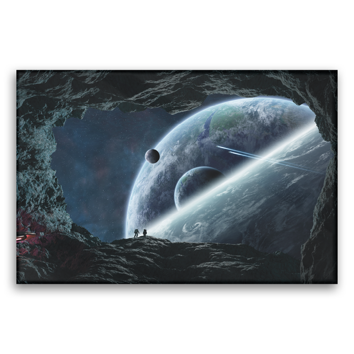 Acrylic Glass Frame Modern Wall Art, Astronauts Exploring A Cave - Galaxy Series - Interior Design - Acrylic Wall Art - Picture Photo Printing Artwork - Multiple Size Options - egraphicstore