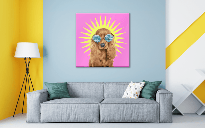 Acrylic Glass Frame Modern Wall Art, Hippie English Cocker Spaniel - Portait Pet Series - Interior Design - Acrylic Wall Art - Picture Photo Printing Artwork - Multiple Size Options - egraphicstore
