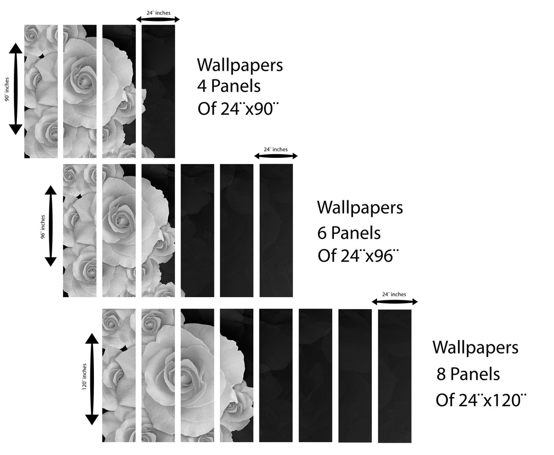Peel and Stick Wallpaper, Black and White Roses Theme Wallpaper Mural for Interior Design, Decor You Walls for Any Occasion - egraphicstore