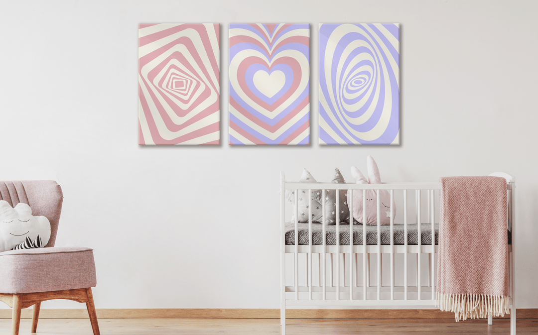 Acrylic Frame Modern Wall Art Set of 3: Hypnotic Heart - Girly Series - Interior Design - Acrylic Wall Art - Photo Printing - Multiple Size Options - egraphicstore