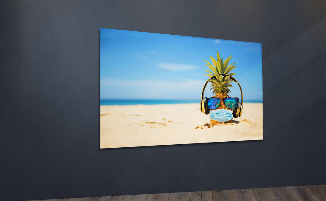 Acrylic Glass Frame Modern Wall Art, Chilling Pineapple - Fruits Series - Interior Design - Acrylic Wall Art - Picture Photo Printing Artwork - Multiple Size Options - egraphicstore