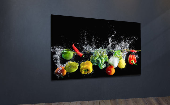 Acrylic Glass Frame Modern Wall Art, Splash Vegetables - Fruits Series - Interior Design - Acrylic Wall Art - Picture Photo Printing Artwork - Multiple Size Options - egraphicstore
