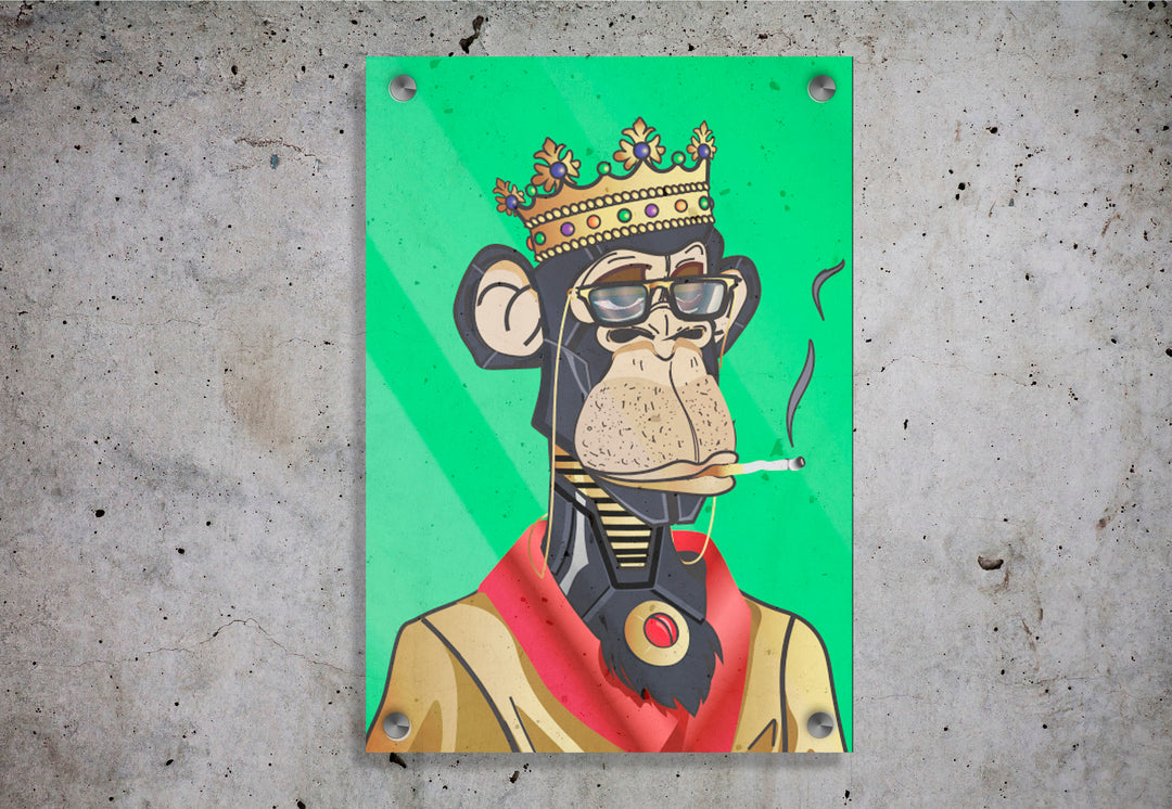 Acrylic Glass Modern Wall Art The King - Chimpanzee Series - Interior Design - Acrylic Wall Art - Picture Photo Printing Artwork - Multiple Size Options - egraphicstore