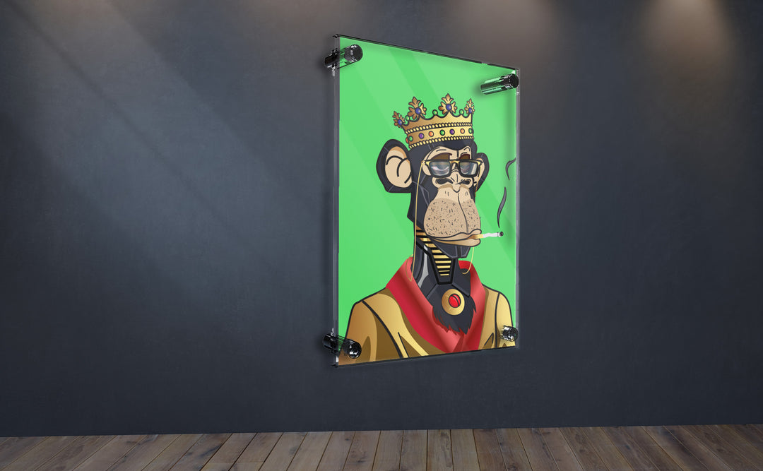Acrylic Glass Modern Wall Art The King - Chimpanzee Series - Interior Design - Acrylic Wall Art - Picture Photo Printing Artwork - Multiple Size Options - egraphicstore