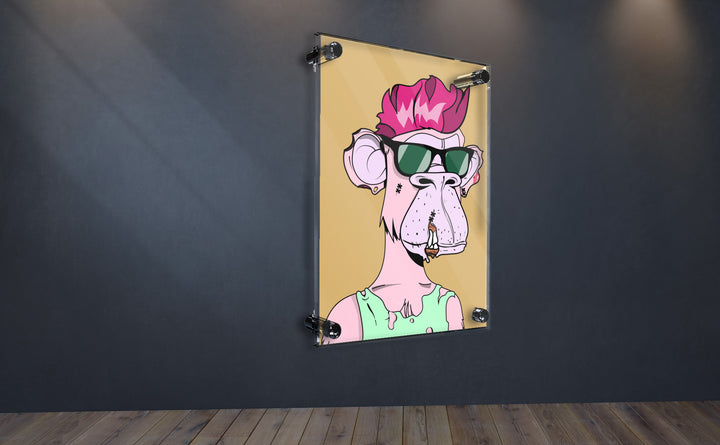 Acrylic Modern Wall Punk Monkey - Chimpanzee Series - Interior Design - Acrylic Wall Art - Picture Photo Printing Artwork - Multiple Size Options - egraphicstore