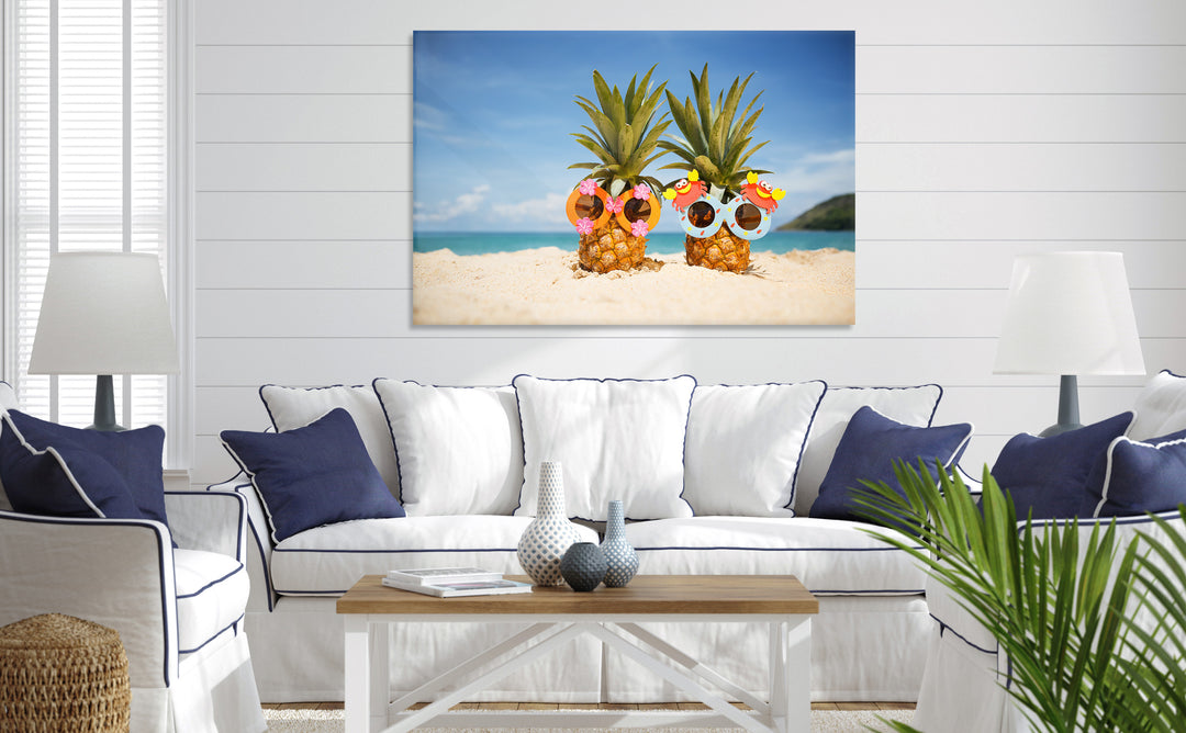 Acrylic Glass Modern Wall Art, Summer Pineapples - Fruits Series - Interior Design - Acrylic Wall Art - Picture Photo Printing Artwork - Multiple Size Options - egraphicstore