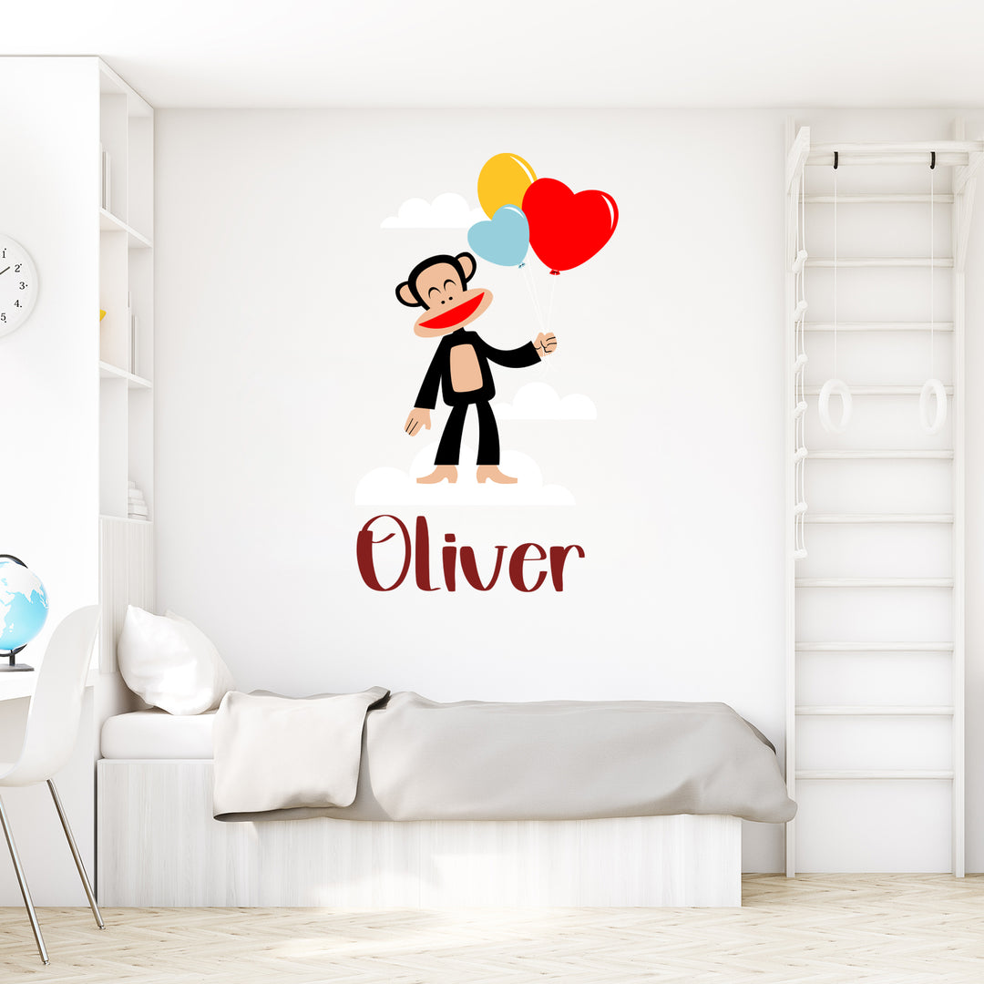 Custom Name Paul Frank Wall Decal - EGD X Paul Frank Series - Prime Collection - Baby Girl or Boy - Nursery Wall Decal for Baby Room Decorations - Mural Wall Decal Sticker (EGDPF023) - egraphicstore