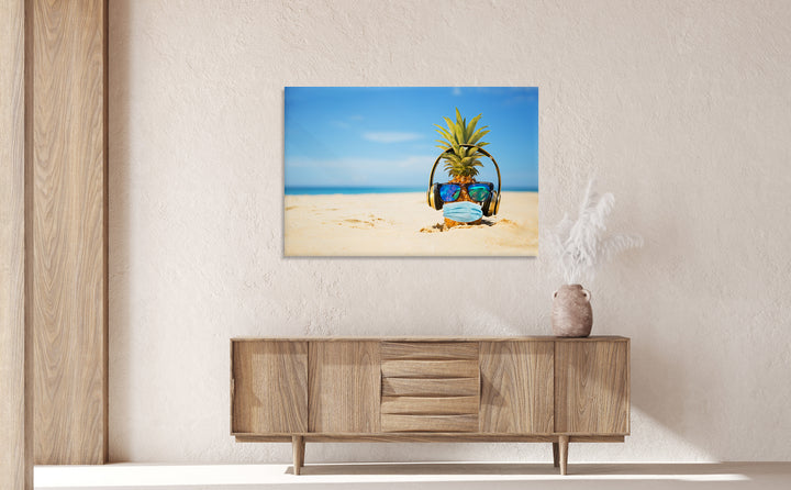 Acrylic Glass Frame Modern Wall Art, Chilling Pineapple - Fruits Series - Interior Design - Acrylic Wall Art - Picture Photo Printing Artwork - Multiple Size Options - egraphicstore
