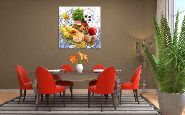 Acrylic Glass Frame Modern Wall Art, Splash Fruits - Fruits Series - Interior Design - Acrylic Wall Art - Picture Photo Printing Artwork - Multiple Size Options - egraphicstore