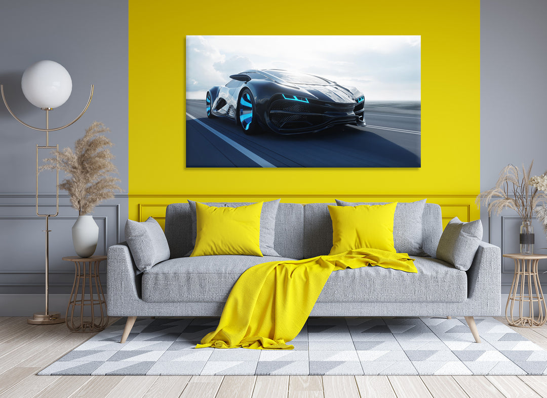 Acrylic Glass Frame Modern Wall Art Electric Car - Emblematic Cars Series - Interior Design - Acrylic Wall Art - Picture Photo Printing Artwork - Multiple Size Options - egraphicstore