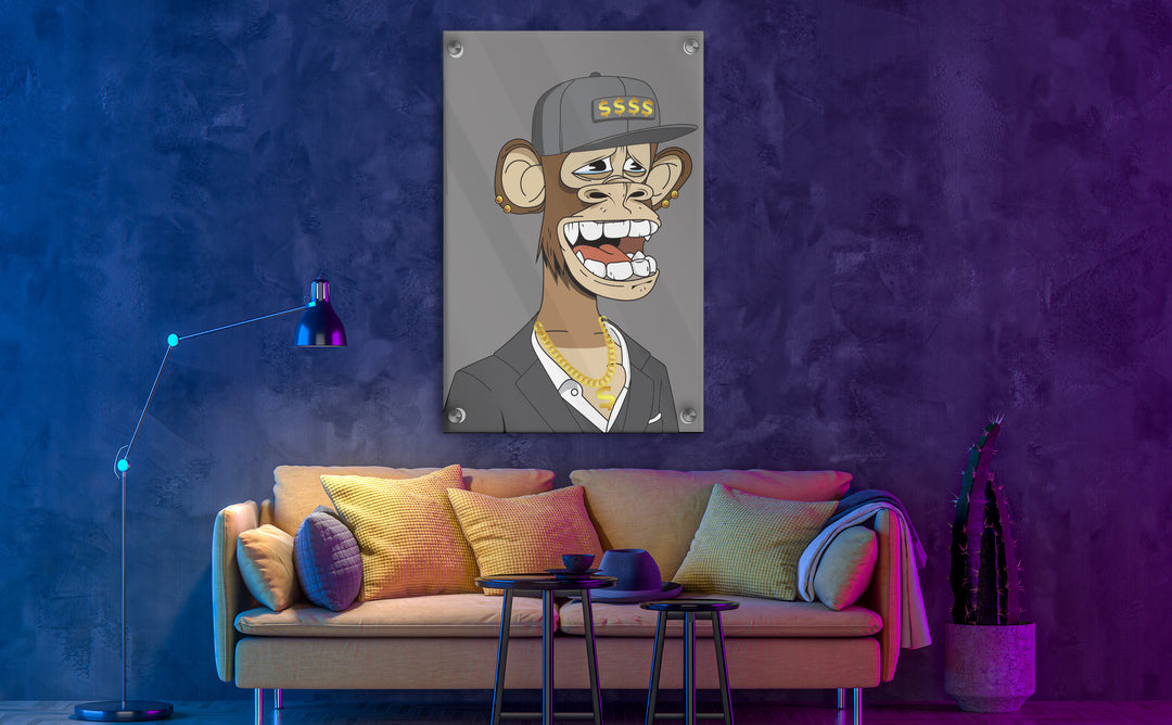 Acrylic Modern Wall Rapping Monkey - Chimpanzee Series - Interior Design - Acrylic Wall Art - Picture Photo Printing Artwork - Multiple Size Options - egraphicstore