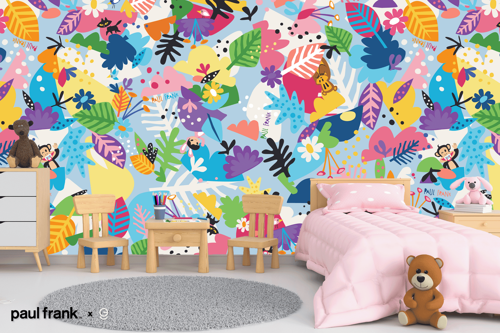 Paul Frank Peel and Stick Wallpaper - EGD X Paul Frank Series - Prime Collection - Theme Wallpaper Mural for Interior Design (EGDPF007) - egraphicstore