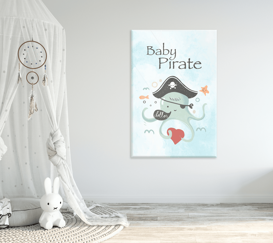 Acrylic Modern Wall Pirate Octopus Baby - Children's Acrylic Series - Acrylic Wall Art - Picture Photo Printing Artwork - Acrylic Wall for Baby Room Decorations - Multiple Size Options - egraphicstore